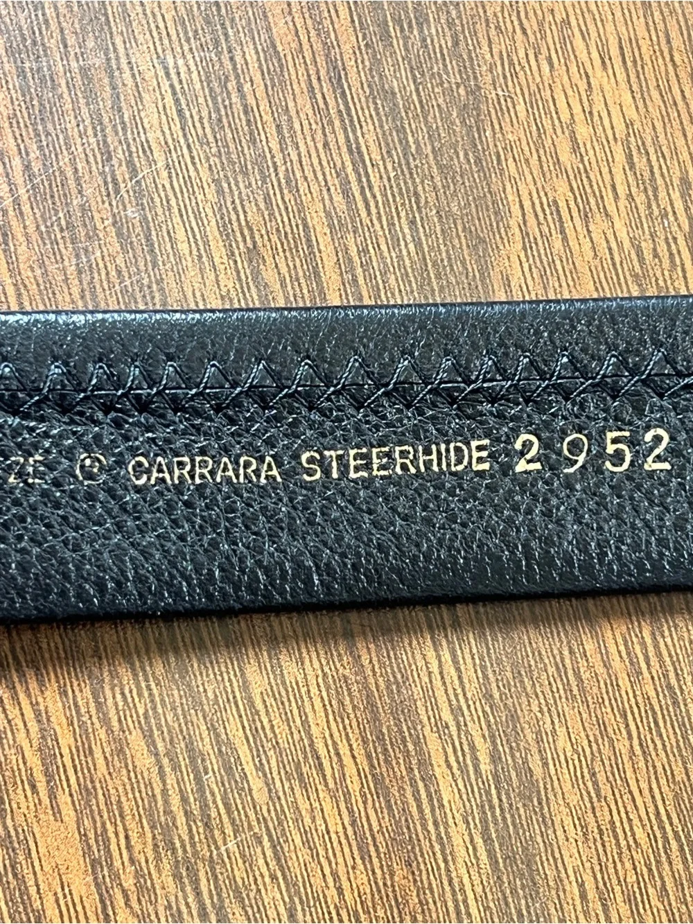Vintage Black Carrara Steerhide Leather Belt with Brass Springeze Buckle - Sz 36